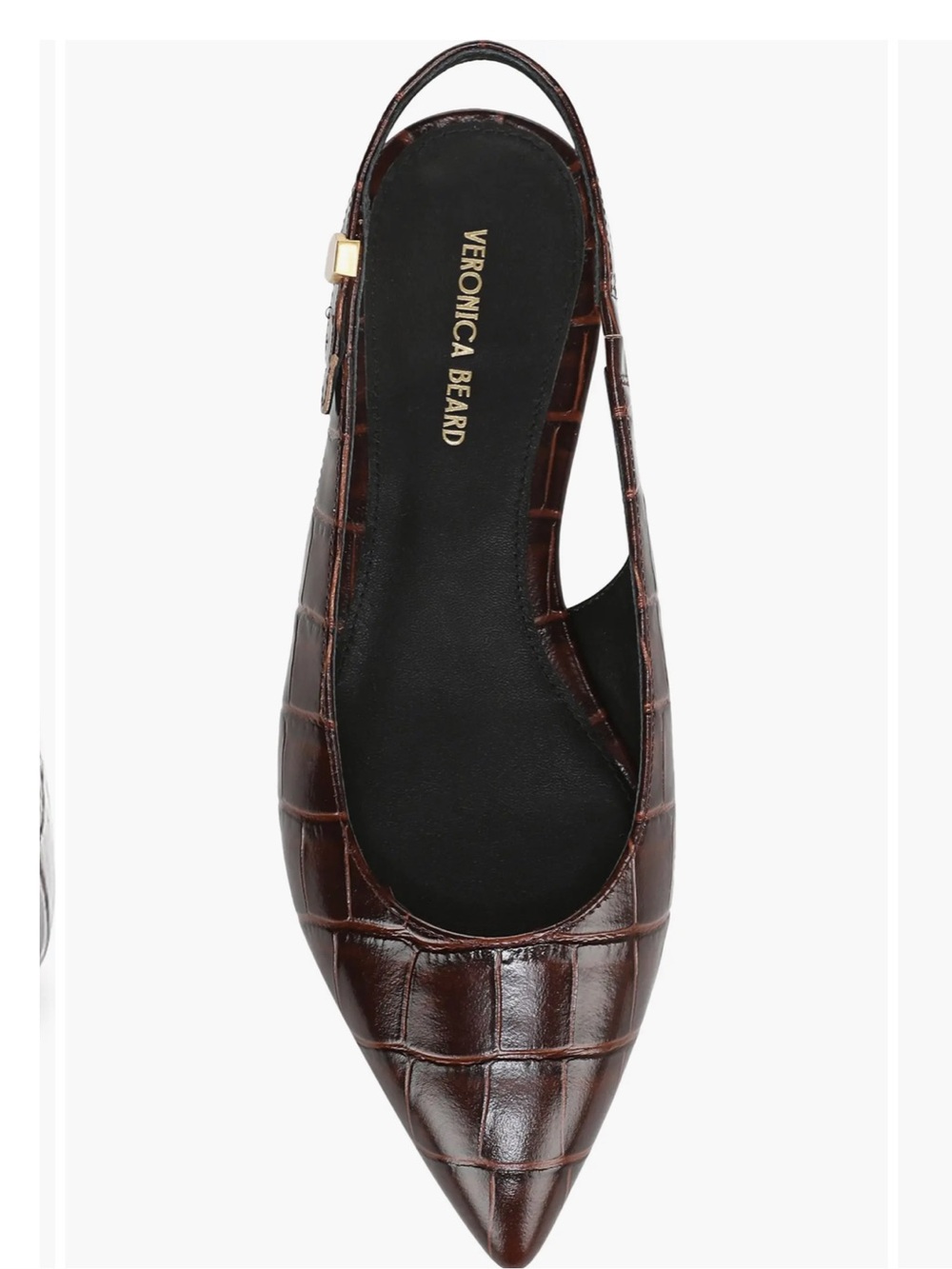 Veronica Beard Chocolate Croc-Embossed Pointed Slingback Flats 8 New $375 - Picture 10 of 12